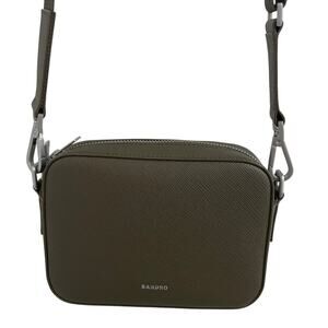 Sandro Saffiano Leather Small Reconstituted Leather Crossbody Bag Olive Green
